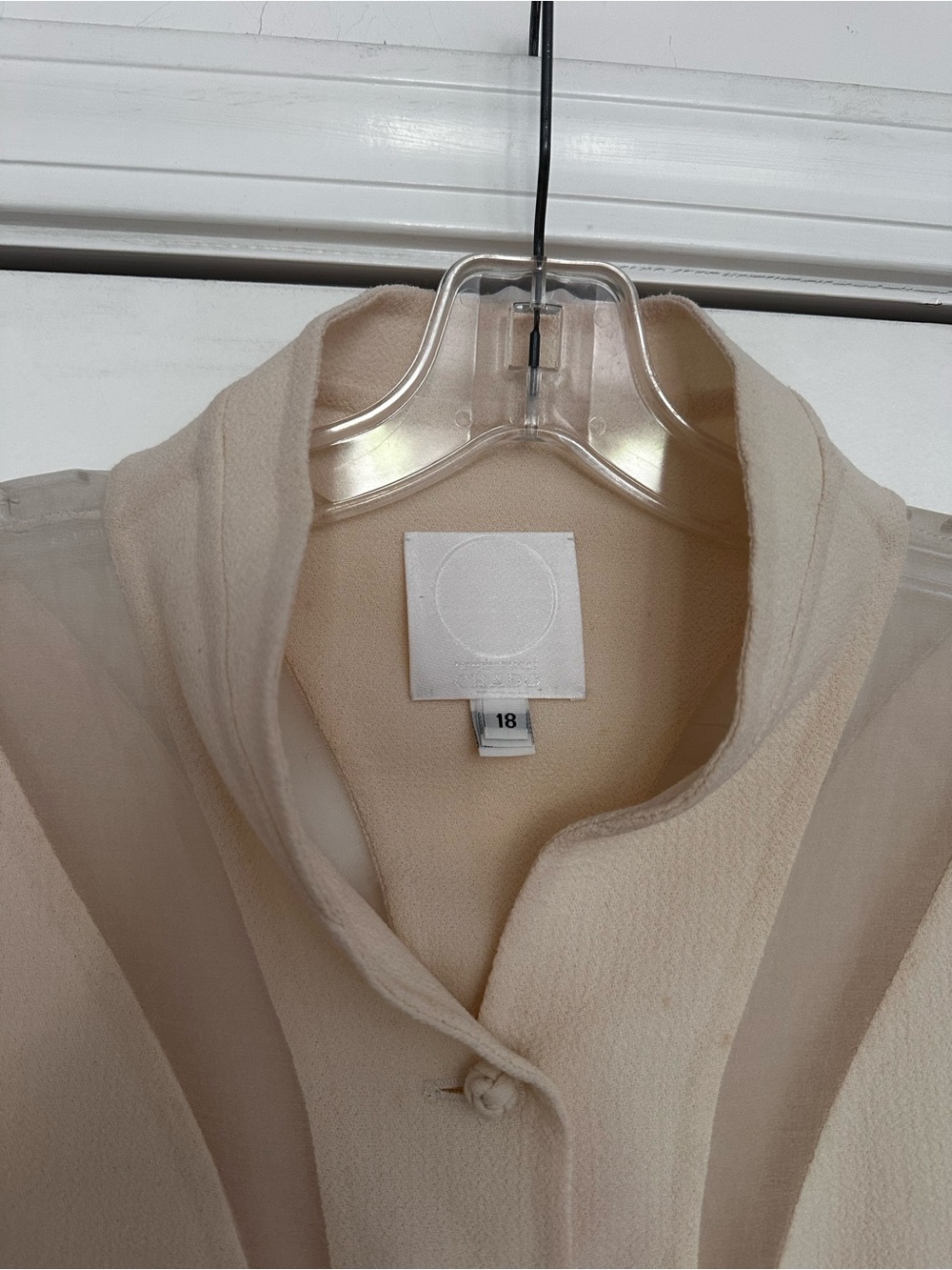 Ralph Rucci CHADO 100% Wool Jacket Ivory Mesh Panel Architectural Size 18 - Picture 2 of 12
